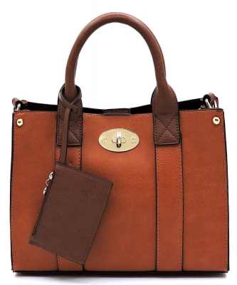 Fashion 3-in-1 Boxy Satchel WU061 TAN